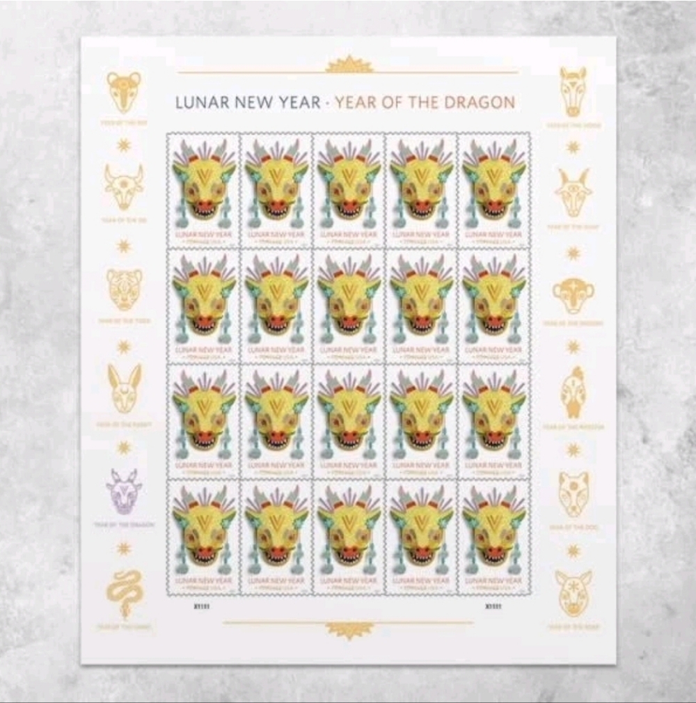 100 Lunar New Year of the Dragon 2024‎ Forever Postage Stamps US Postal USPS